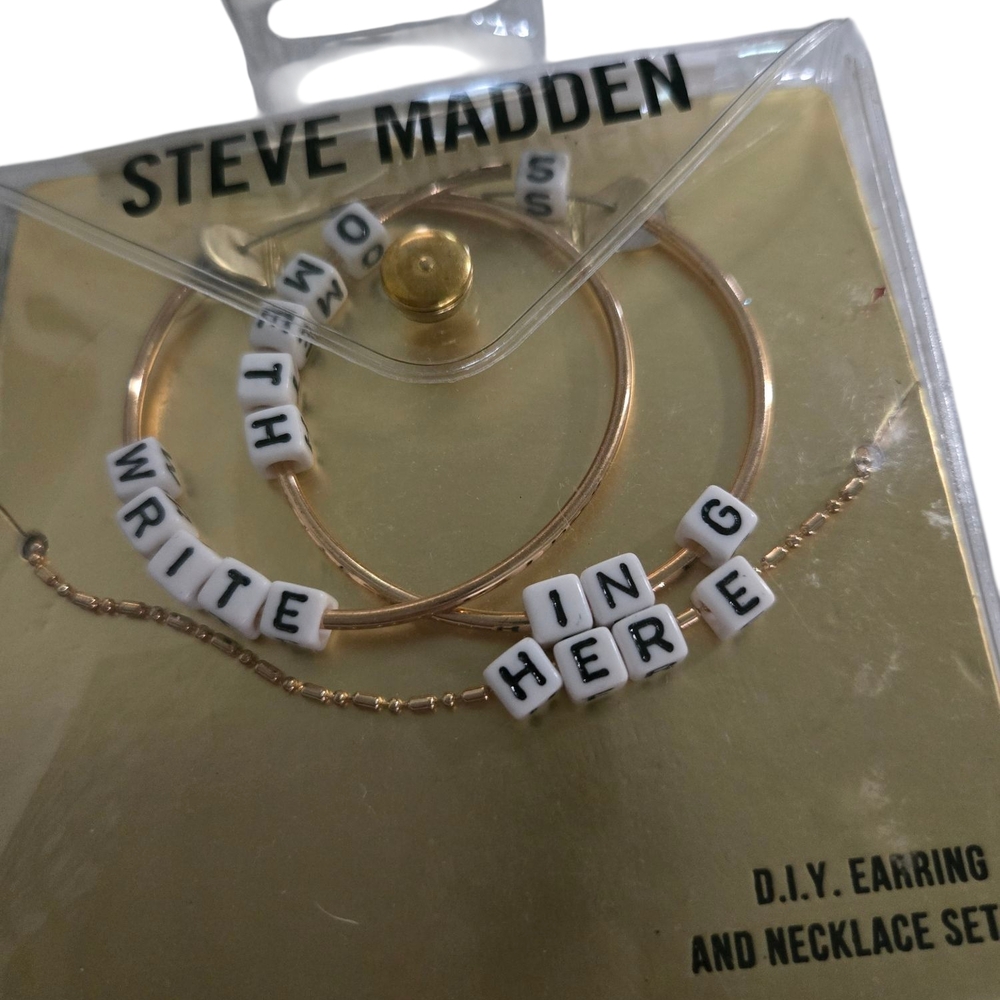 Steve Madden Gold Earring and Necklace Set
